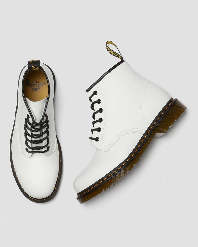 Dr Martens 101 Yellow Stitch Smooth Læder Ankelstøvler Herre Hvide | DK 412JPQ